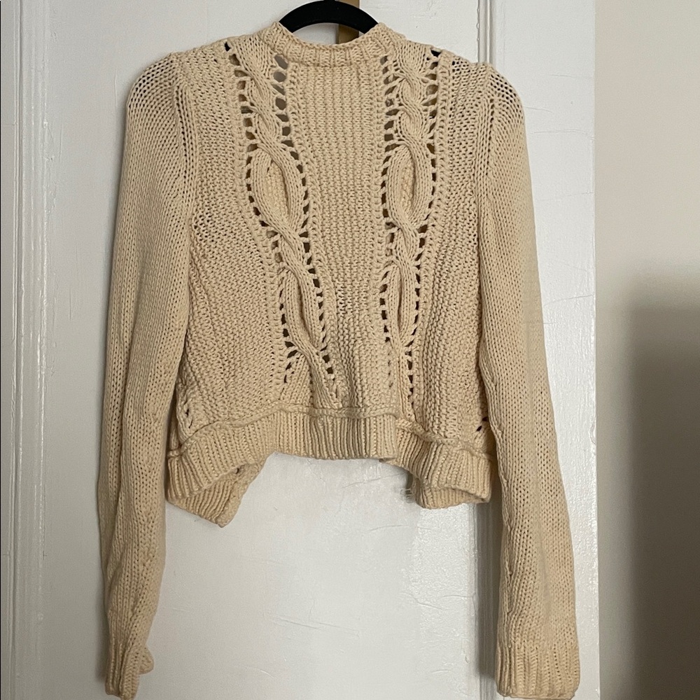 Rosie Neira Cropped Cream Knit Cardigan with Button Detail - Picture 4 of 4